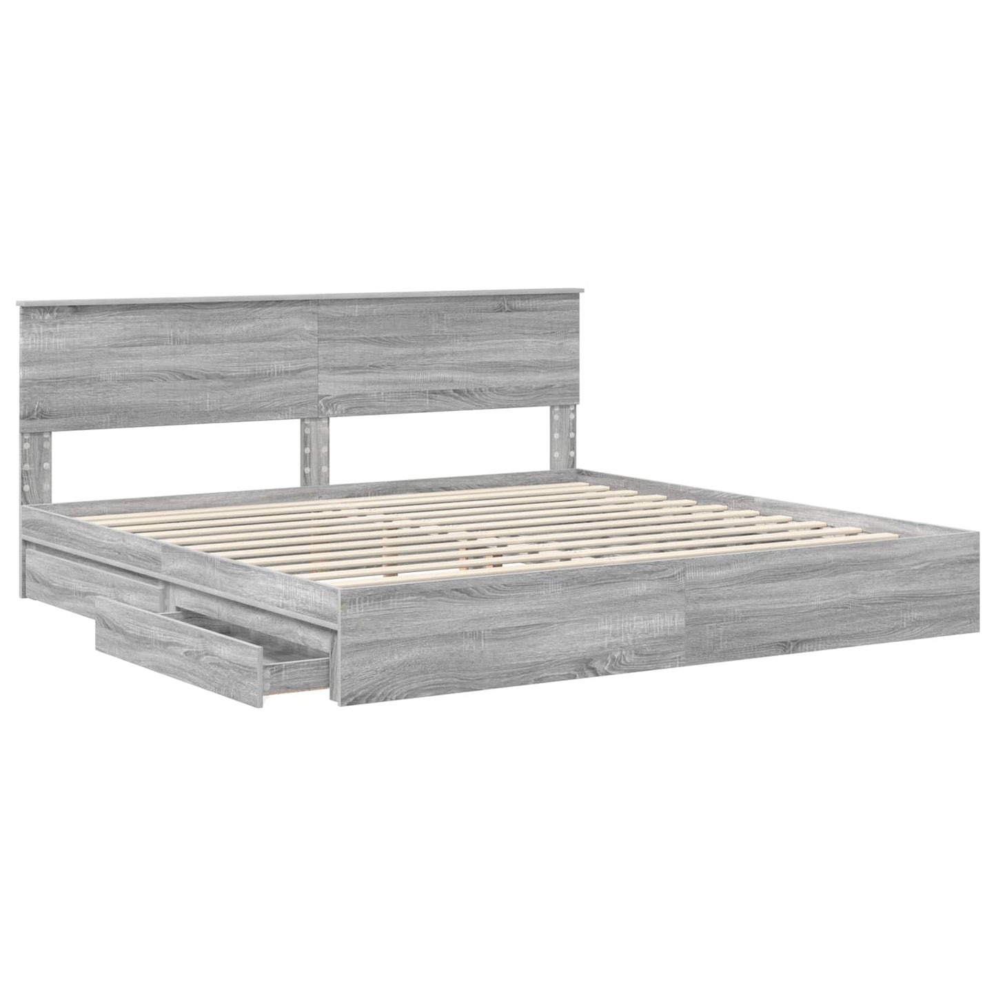 Letto con Contenitore con testiera Grigio Sonoma 200 x 200 cm