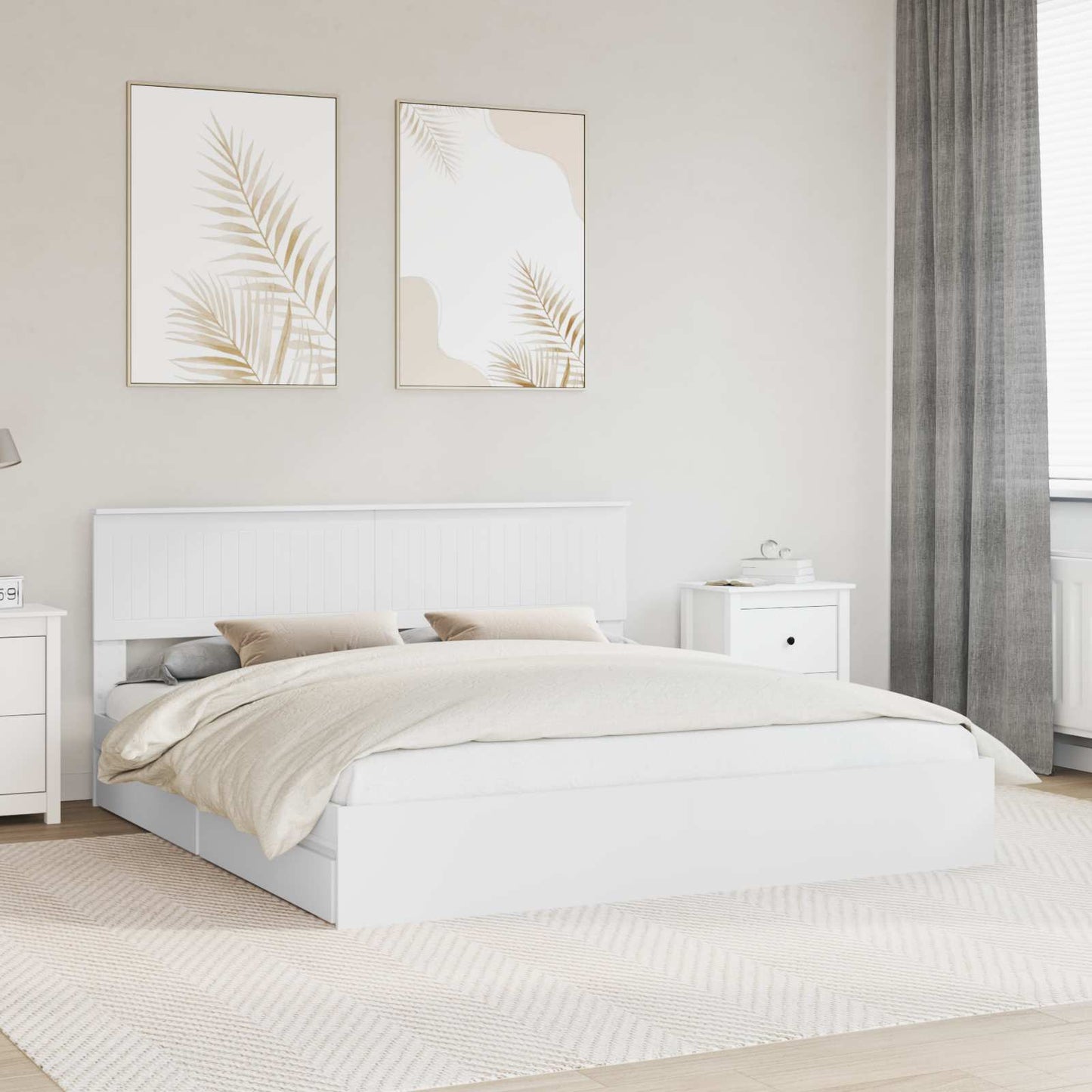 Letto con Contenitore Bianco 180 x 200 cm Legno multistrato