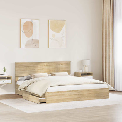 Letto con Contenitore con testiera Rovere Sonoma 180 x 200 cm
