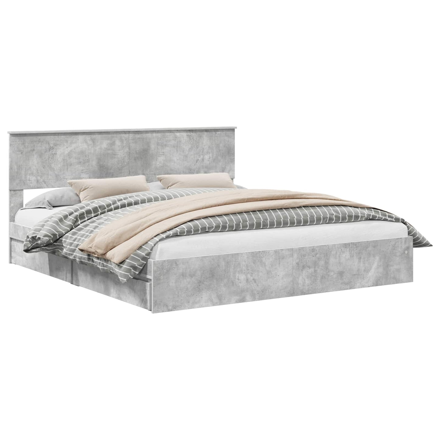 Letto con Contenitore con testiera Grigio cemento 180 x 200 cm