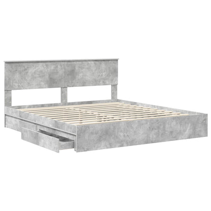 Letto con Contenitore con testiera Grigio cemento 180 x 200 cm