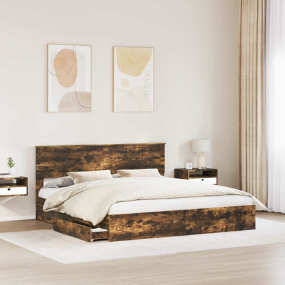 Letto con Contenitore con testiera Rovere fumÃ© 180 x 200 cm