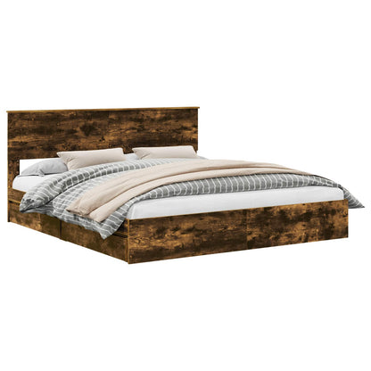 Letto con Contenitore con testiera Rovere fumÃ© 180 x 200 cm