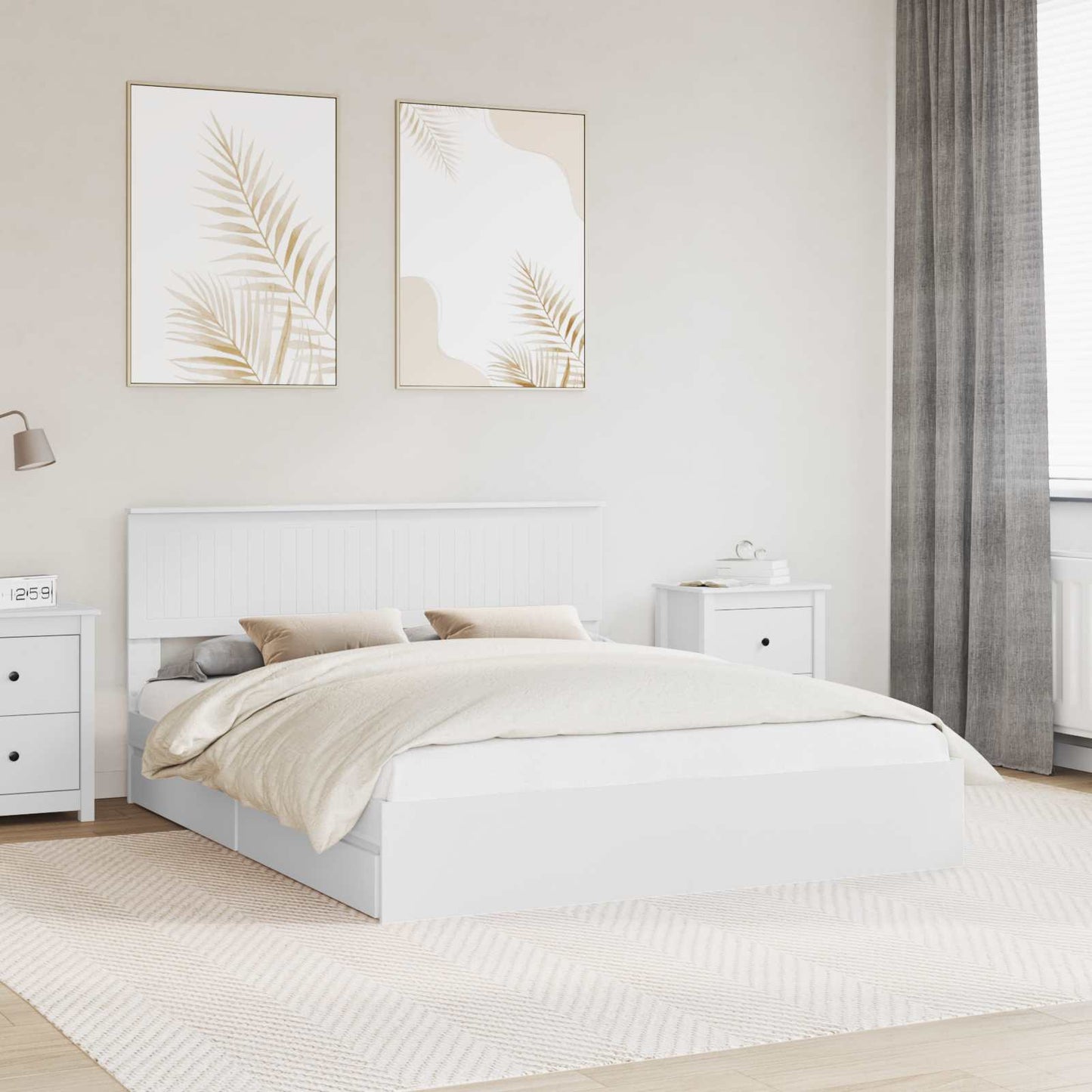 Letto con Contenitore Bianco 160 x 200 cm Legno multistrato