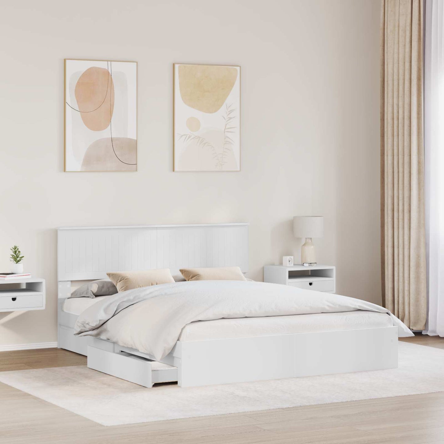 Letto con Contenitore Bianco 160 x 200 cm Legno multistrato