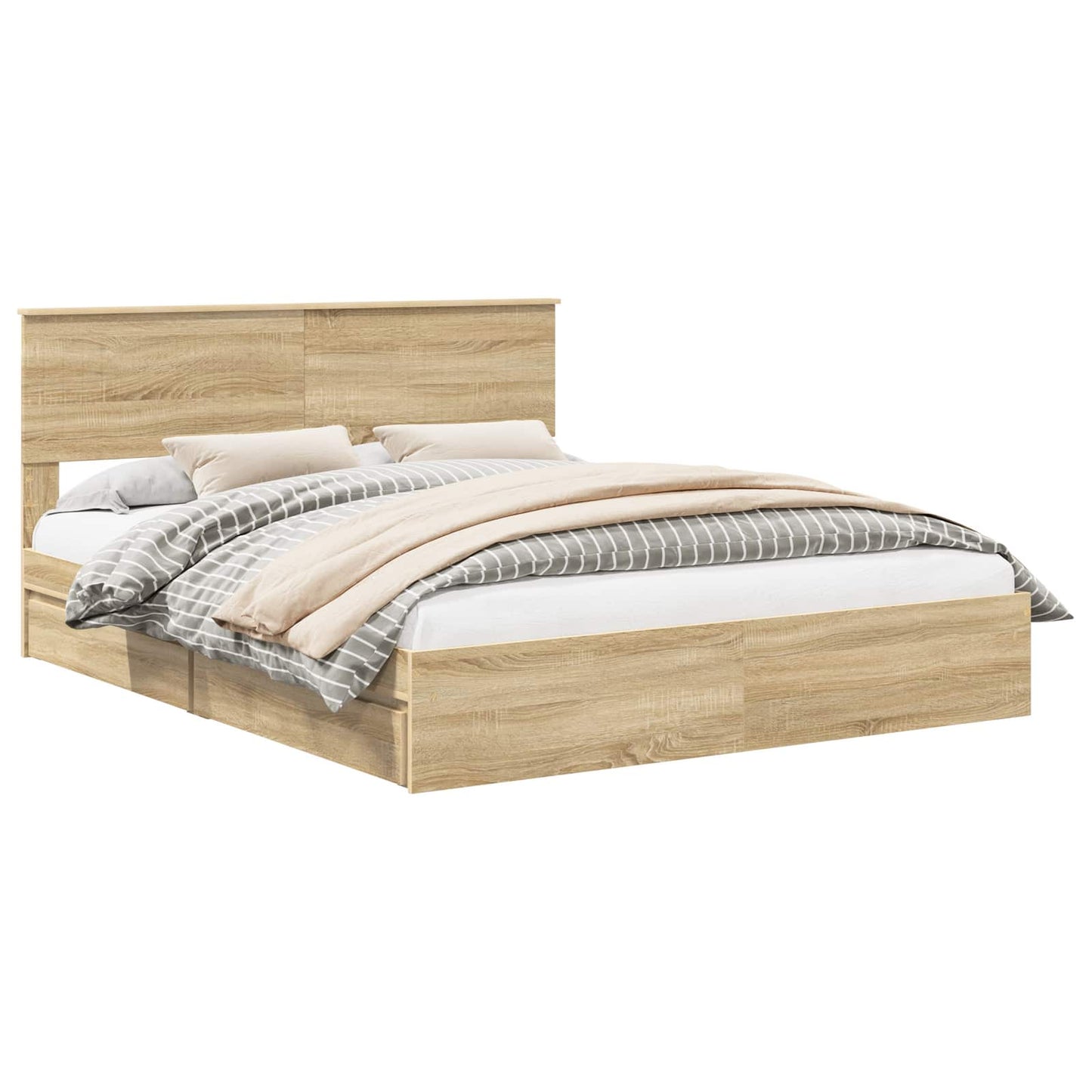 Letto con Contenitore con testiera Rovere Sonoma 160 x 200 cm