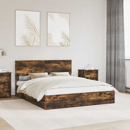 Letto con Contenitore con testiera Rovere fumÃ© 160 x 200 cm