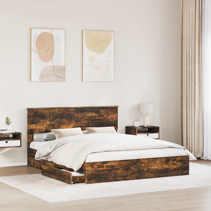 Letto con Contenitore con testiera Rovere fumÃ© 160 x 200 cm