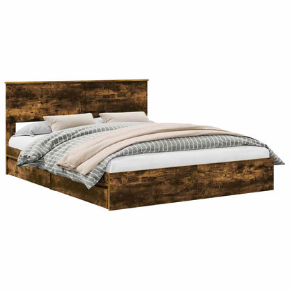 Letto con Contenitore con testiera Rovere fumÃ© 160 x 200 cm