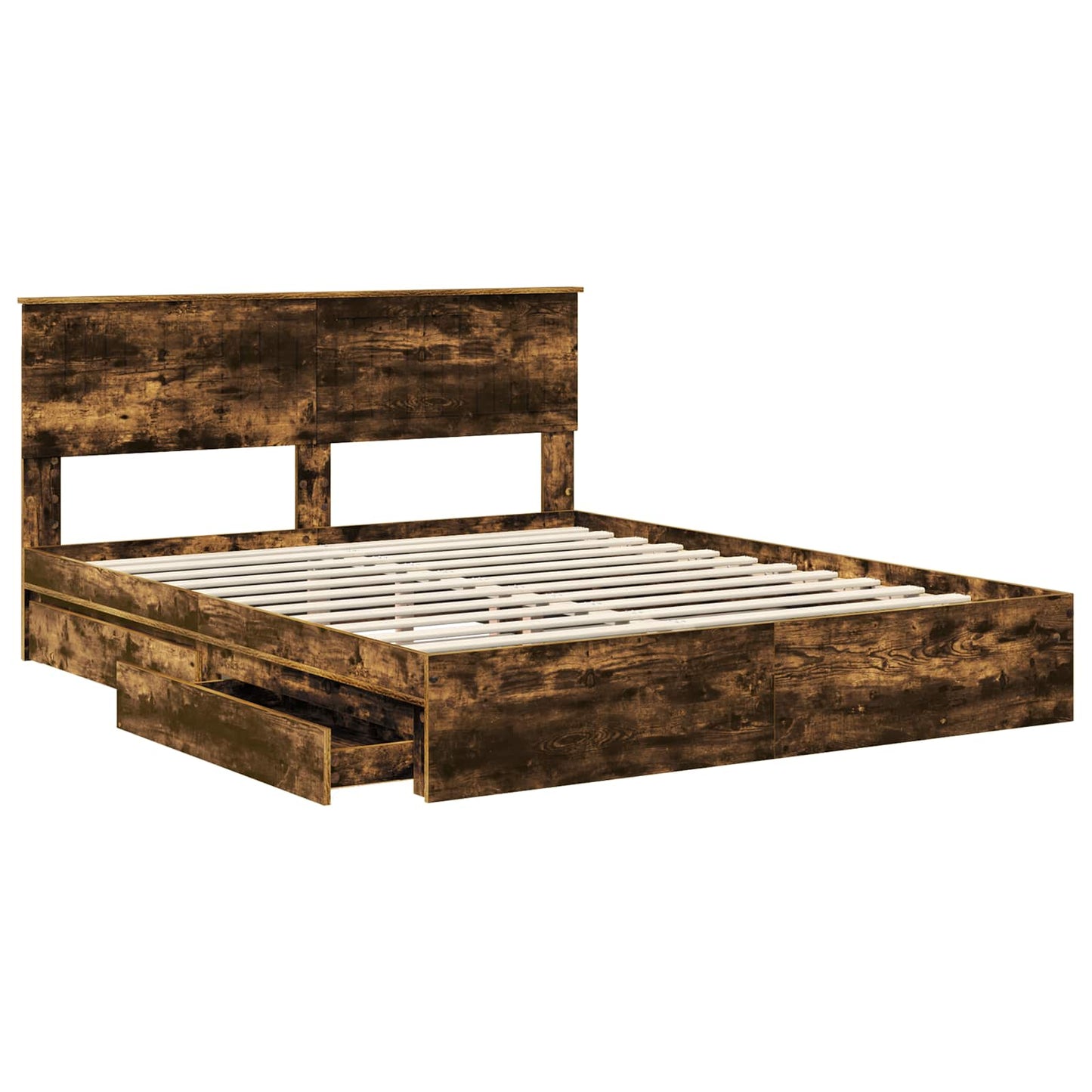 Letto con Contenitore con testiera Rovere fumÃ© 160 x 200 cm