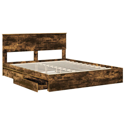 Letto con Contenitore con testiera Rovere fumÃ© 160 x 200 cm