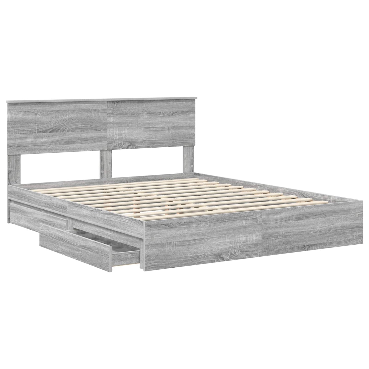 Letto con Contenitore con testiera Grigio Sonoma 160 x 200 cm