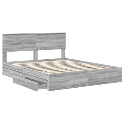 Letto con Contenitore con testiera Grigio Sonoma 160 x 200 cm