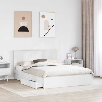 Letto con Contenitore Bianco 150 x 200 cm Legno multistrato