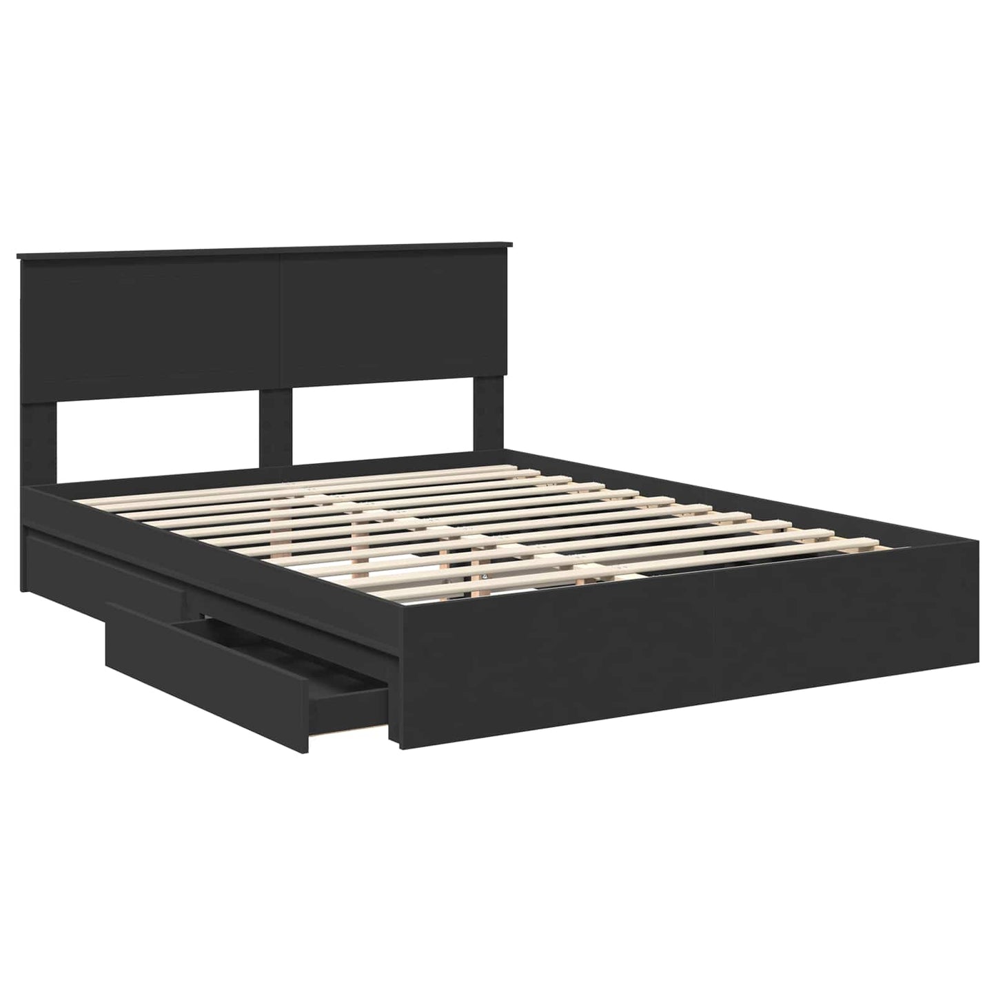 Letto con Contenitore Nero 150 x 200 cm Legno multistrato