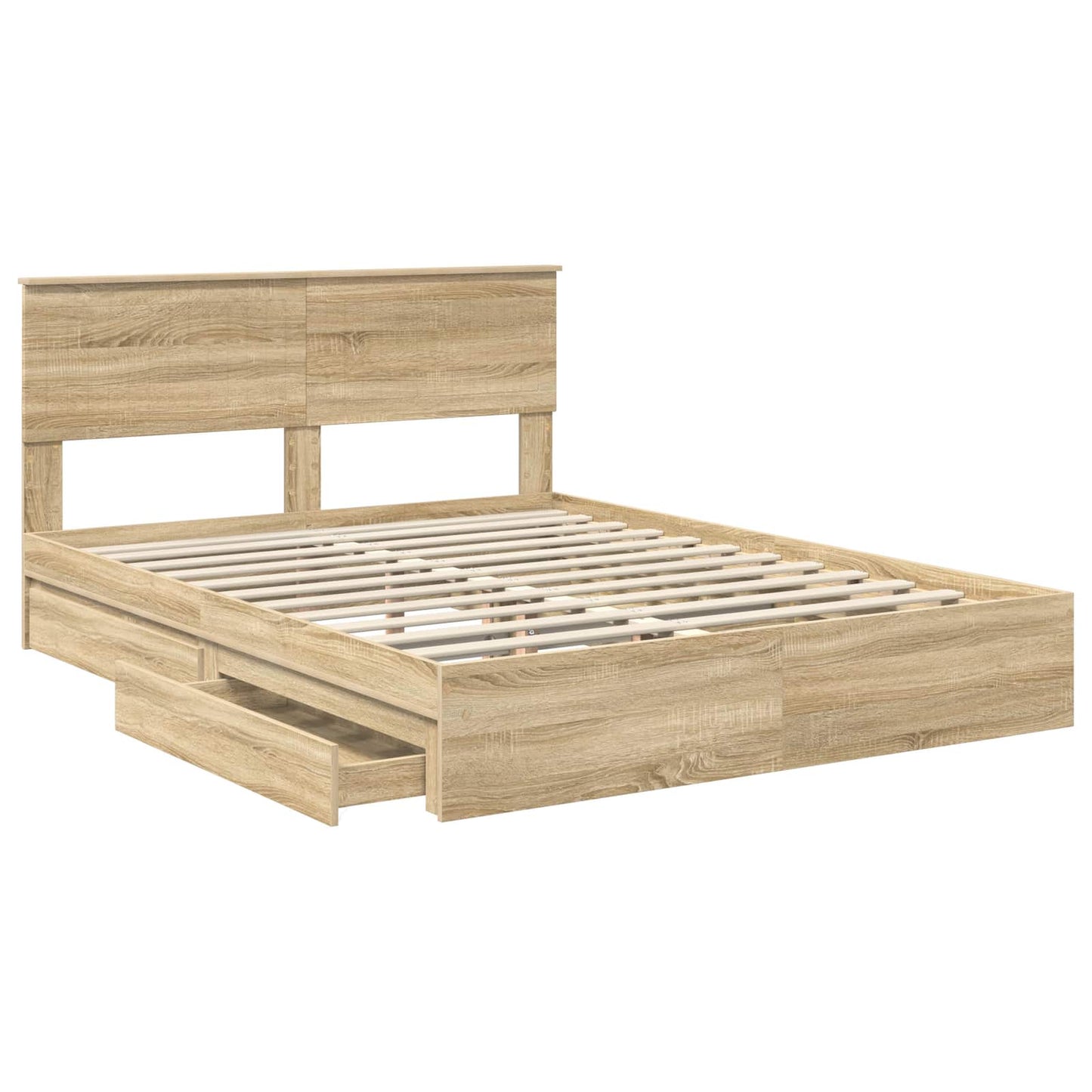 Letto con Contenitore con testiera Rovere Sonoma 150 x 200 cm