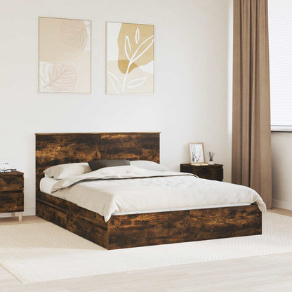 Letto con Contenitore con testiera Rovere fumÃ© 150 x 200 cm