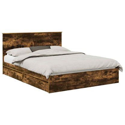 Letto con Contenitore con testiera Rovere fumÃ© 150 x 200 cm