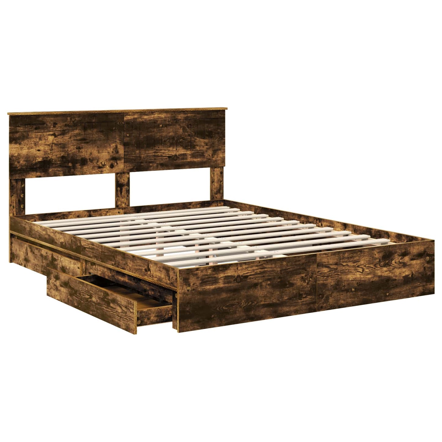 Letto con Contenitore con testiera Rovere fumÃ© 150 x 200 cm