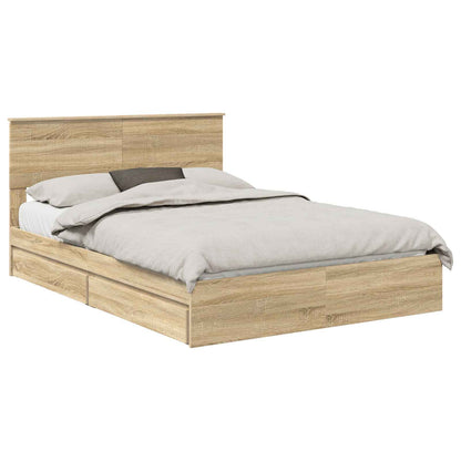 Letto con Contenitore con testiera Rovere Sonoma 140 x 190 cm