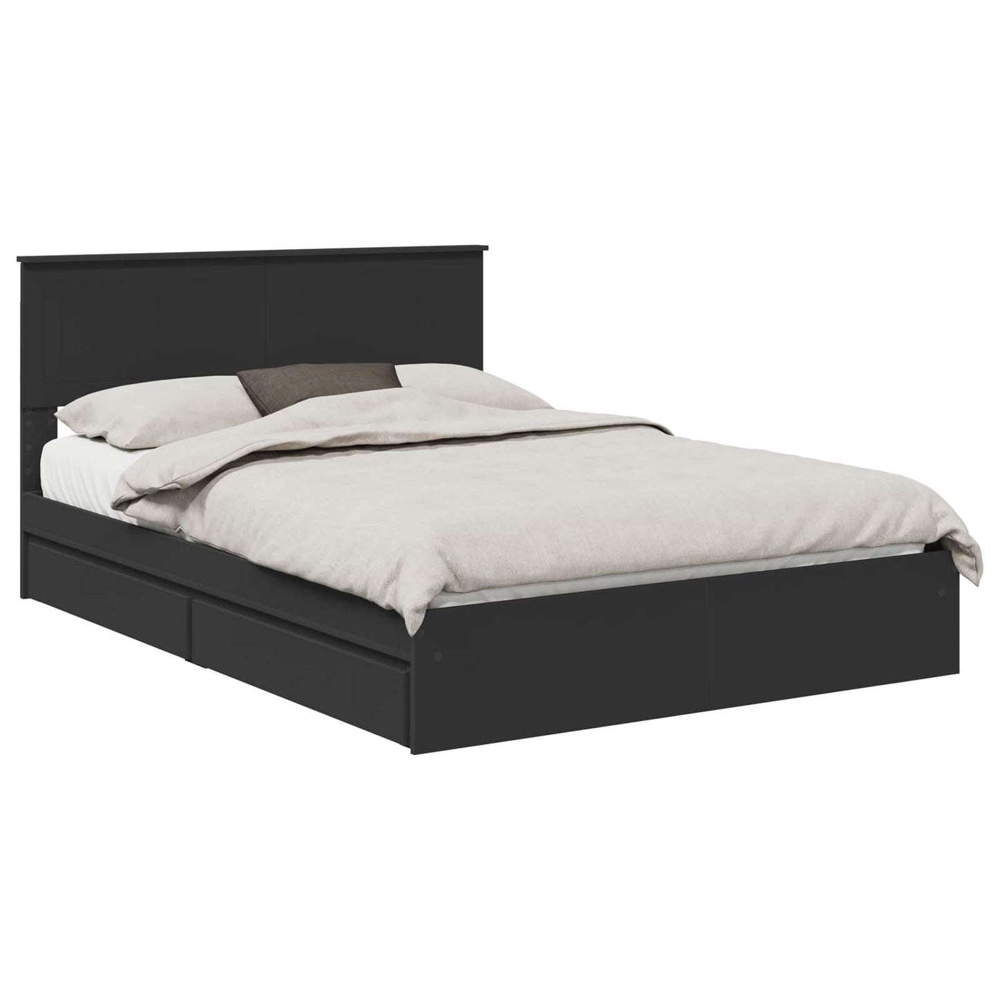 Letto con Contenitore Nero 135 x 190 cm Legno multistrato