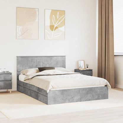 Letto con Contenitore con testiera Grigio cemento 135 x 190 cm