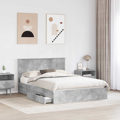 Letto con Contenitore con testiera Grigio cemento 135 x 190 cm