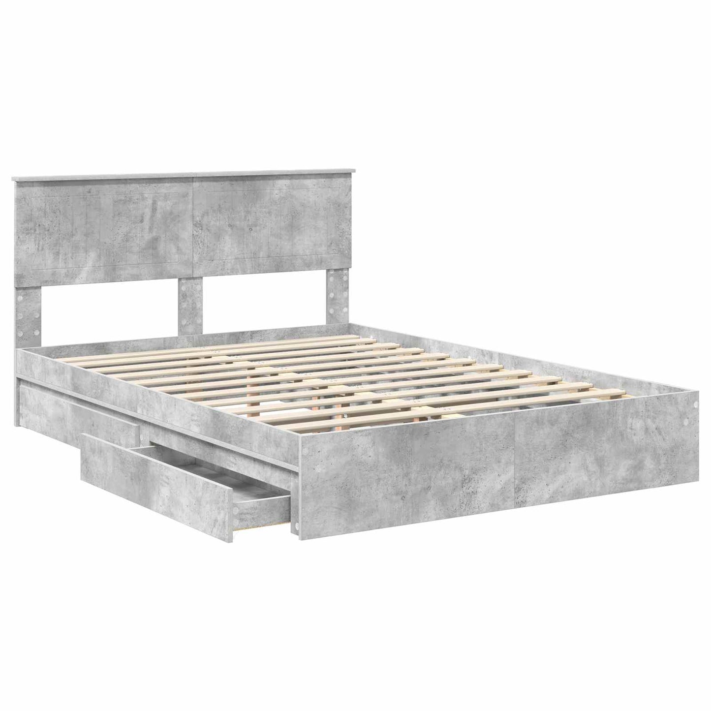 Letto con Contenitore con testiera Grigio cemento 135 x 190 cm