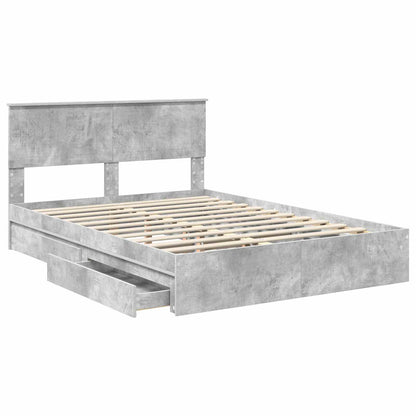 Letto con Contenitore con testiera Grigio cemento 135 x 190 cm