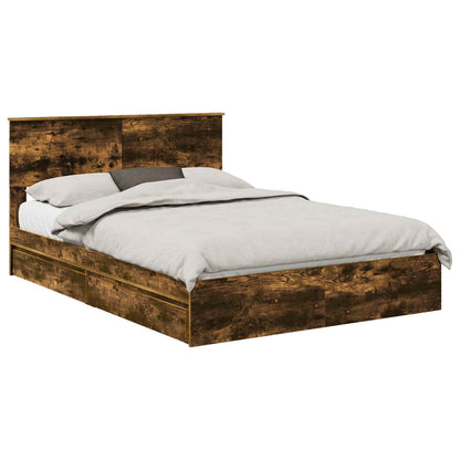 Letto con Contenitore con testiera Rovere fumÃ© 135 x 190 cm