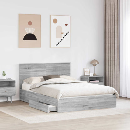 Letto con Contenitore con testiera Grigio Sonoma 135 x 190 cm
