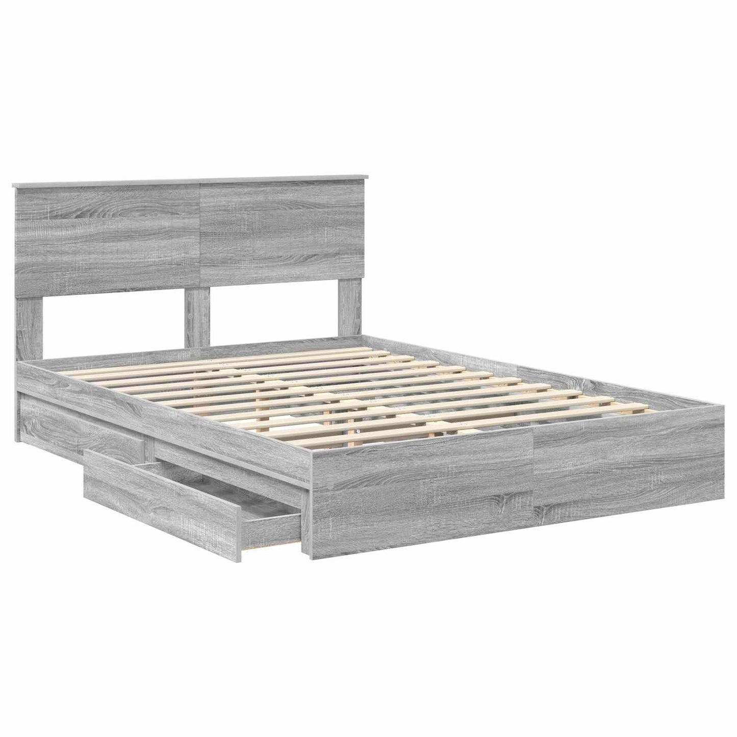 Letto con Contenitore con testiera Grigio Sonoma 135 x 190 cm