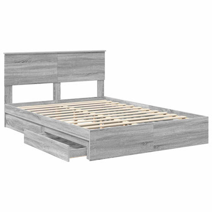 Letto con Contenitore con testiera Grigio Sonoma 135 x 190 cm