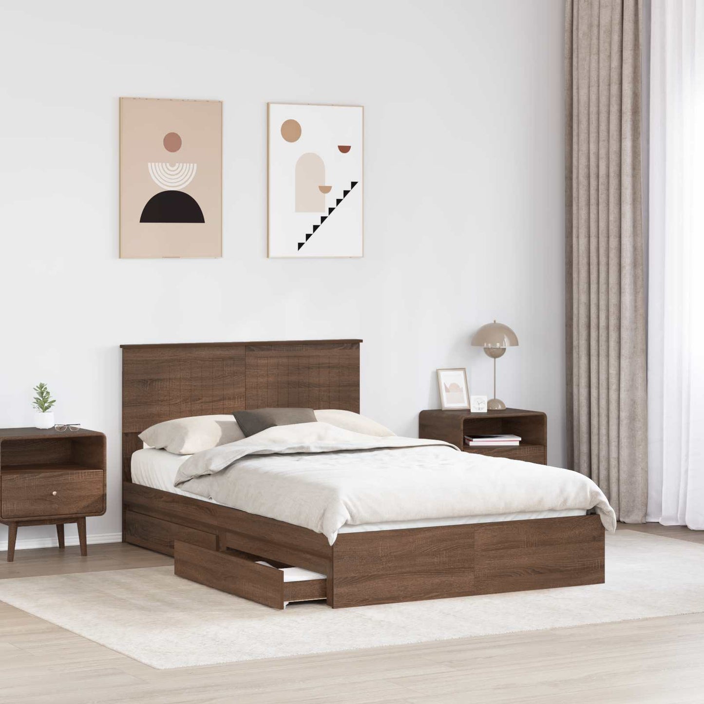 Letto con Contenitore con testiera Rovere Marrone 120 x 200 cm
