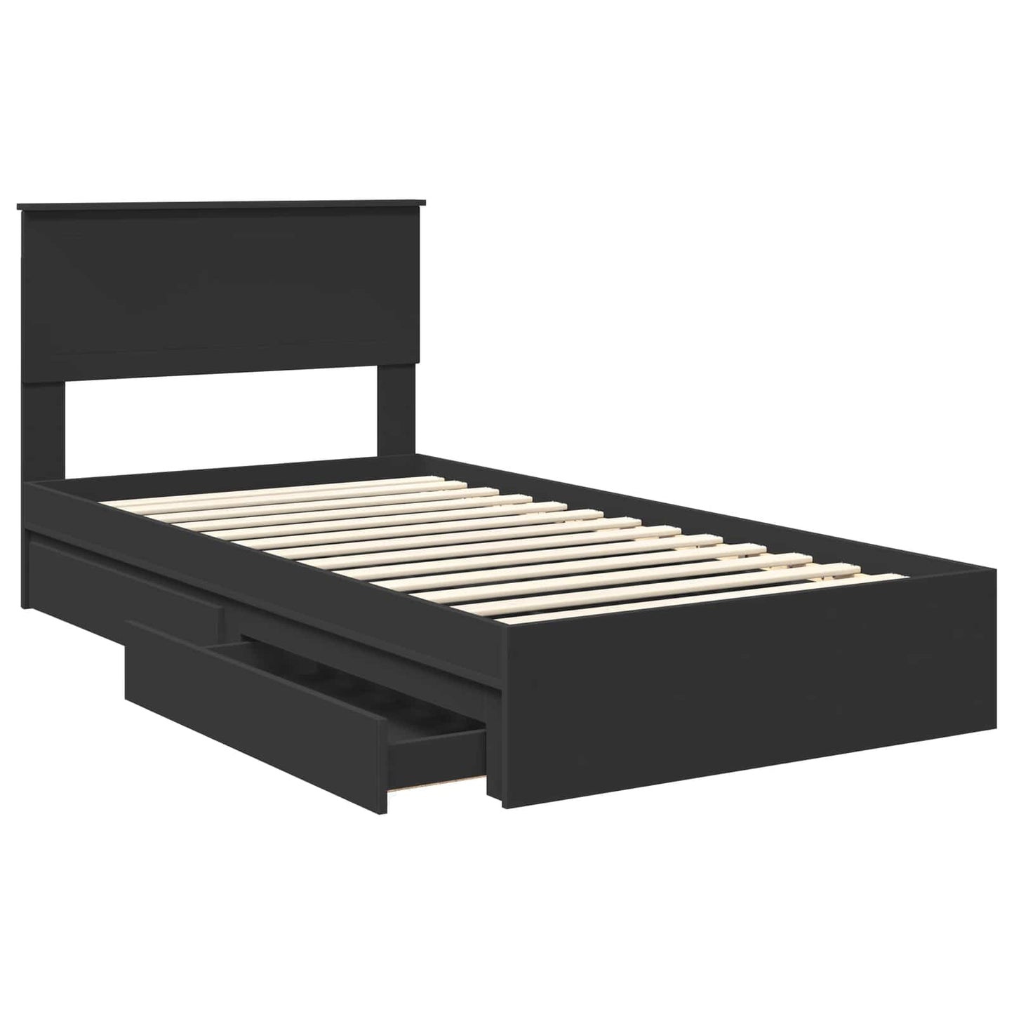 Letto con Contenitore Nero 100 x 200 cm Legno multistrato