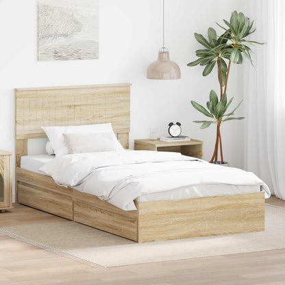 Letto con Contenitore con testiera Rovere Sonoma 100 x 200 cm