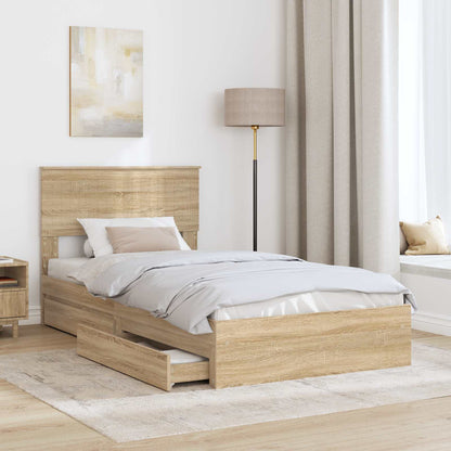 Letto con Contenitore con testiera Rovere Sonoma 100 x 200 cm
