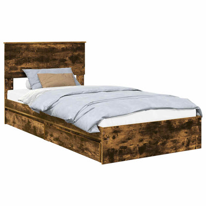 Letto con Contenitore con testiera Rovere fumÃ© 100 x 200 cm