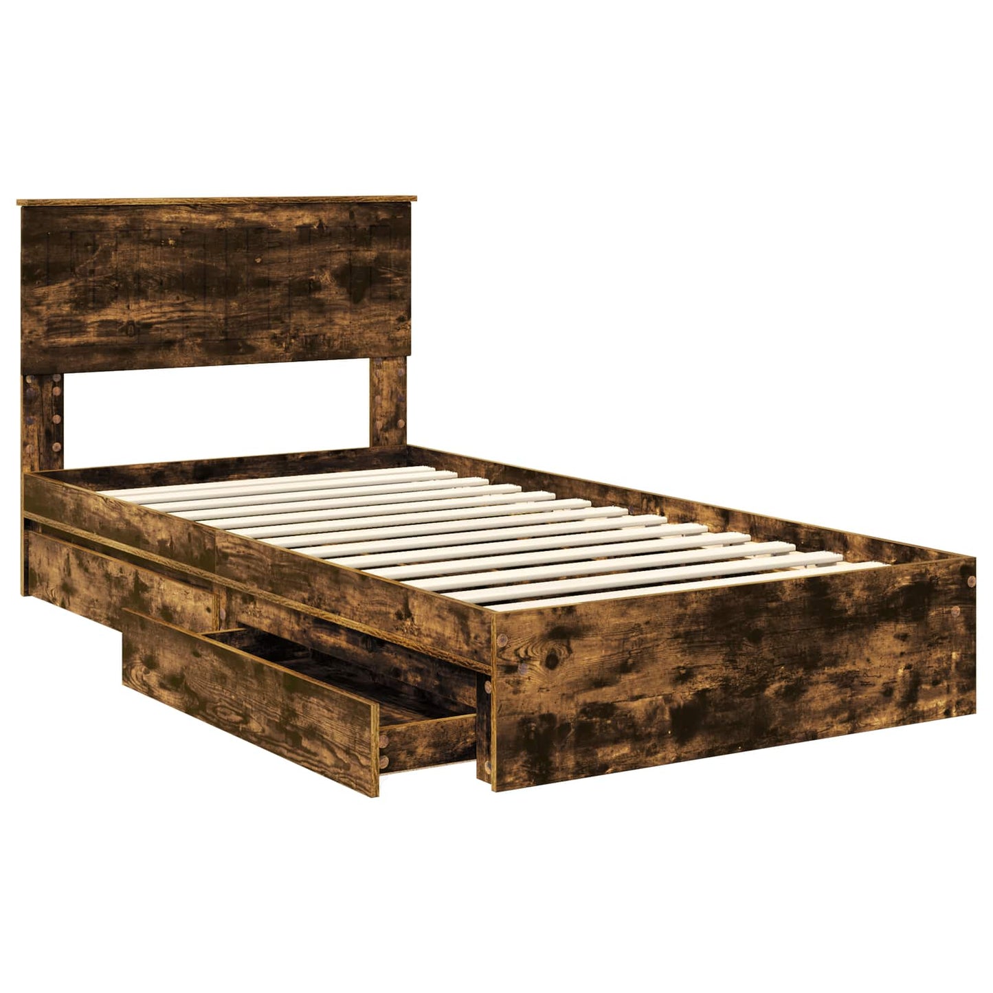 Letto con Contenitore con testiera Rovere fumÃ© 100 x 200 cm