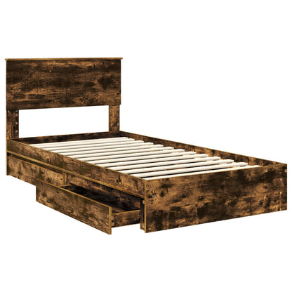 Letto con Contenitore con testiera Rovere fumÃ© 100 x 200 cm