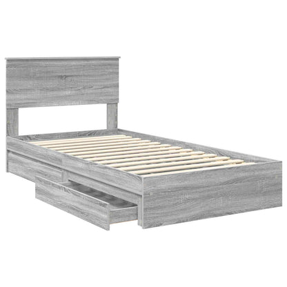 Letto con Contenitore con testiera Grigio Sonoma 100 x 200 cm