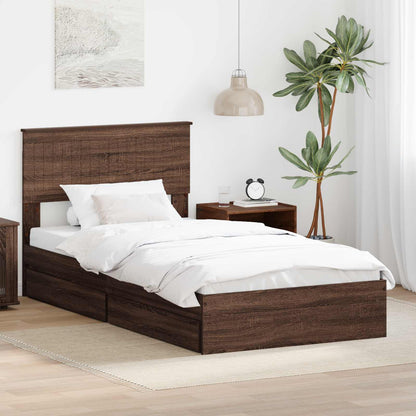 Letto con Contenitore con testiera Rovere Marrone 100 x 200 cm