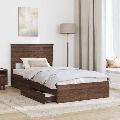 Letto con Contenitore con testiera Rovere Marrone 100 x 200 cm