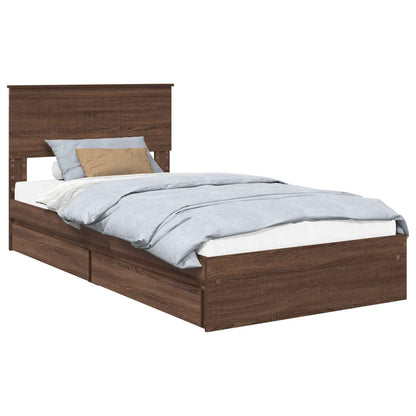 Letto con Contenitore con testiera Rovere Marrone 100 x 200 cm