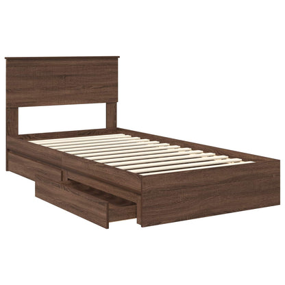 Letto con Contenitore con testiera Rovere Marrone 100 x 200 cm