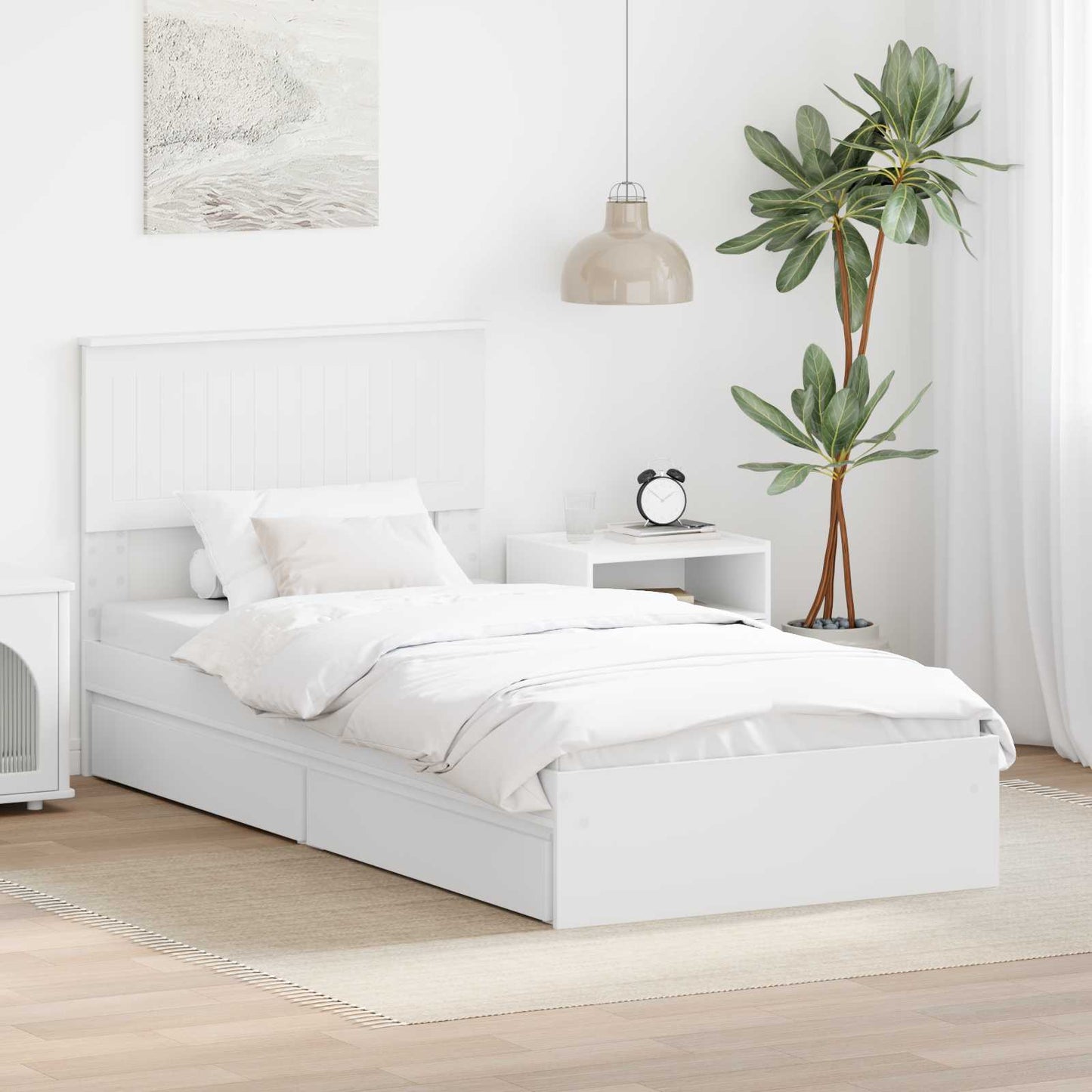 Letto con Contenitore Bianco 90 x 200 cm Legno multistrato