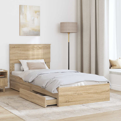 Letto con Contenitore con testiera Rovere Sonoma 90 x 200 cm