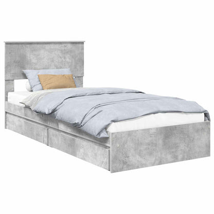 Letto con Contenitore con testiera Grigio cemento 90 x 200 cm