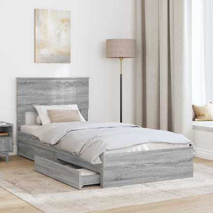 Letto con Contenitore con testiera Grigio Sonoma 90 x 200 cm