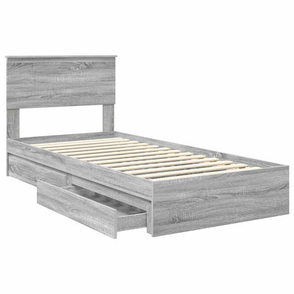 Letto con Contenitore con testiera Grigio Sonoma 90 x 200 cm